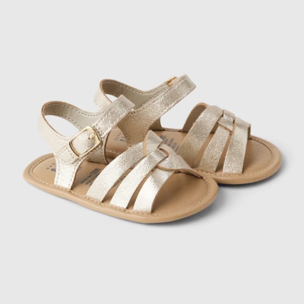 GAP Infant Baby Girl Shimmer Strappy Sandals Summer Gold 3-6 Months Sparkle Sun